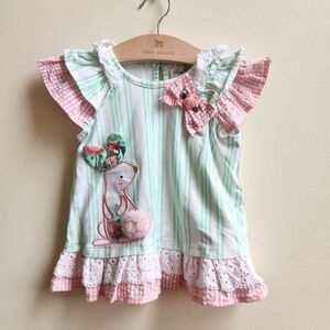 Rare Editions Girls Size 18 Month Easter Bunny Rabbit Pink Tunic Top Mini Dress